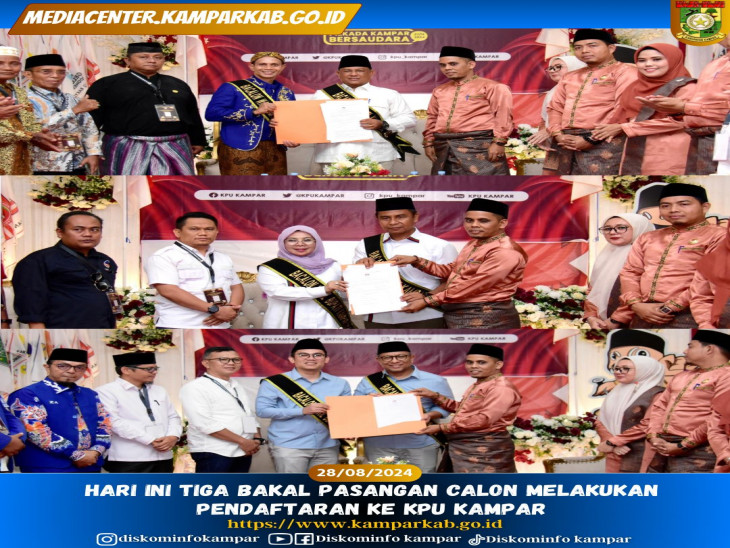 Hari Ini Tiga Bakal Pasangan Calon Melakukan Pendaftaran ke KPU Kampar.