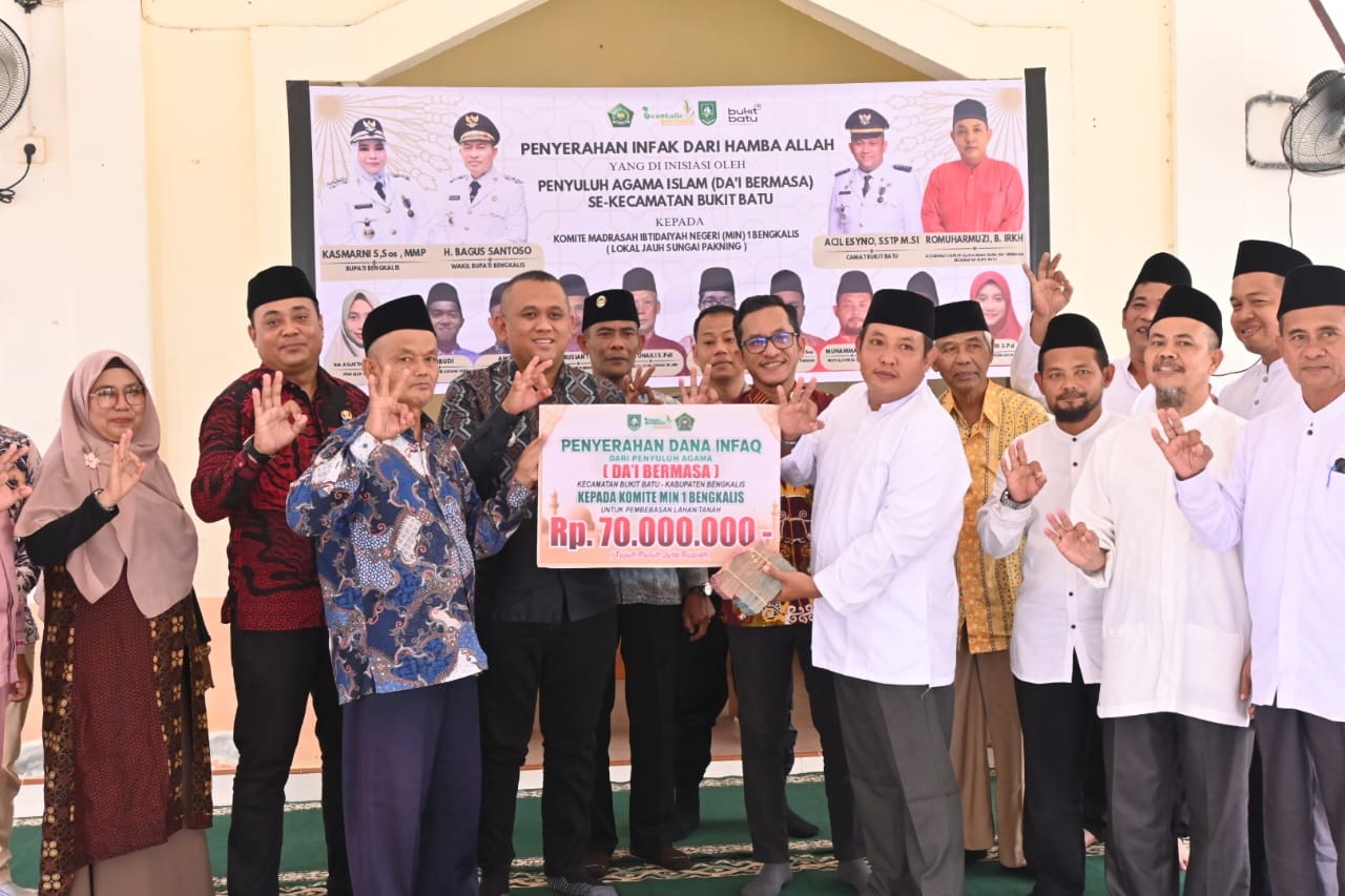 Inisiasi Penyuluh Agama Bukit Batu, Hibah Pembebasan Lahan MIN 1 Lokal Jauh dan Pembangunan Mushalla MTsN 3 Diserahkan