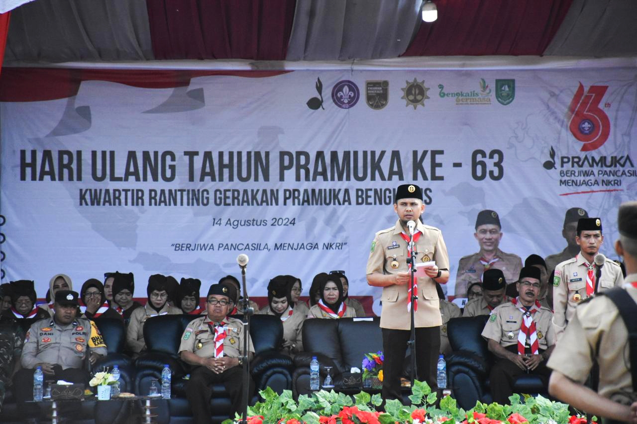 Camat Bengkalis Pimpin Upacara HUT Pramuka Ke-63, Kwartir Ranting Gerakan Pramuka Bengkalis